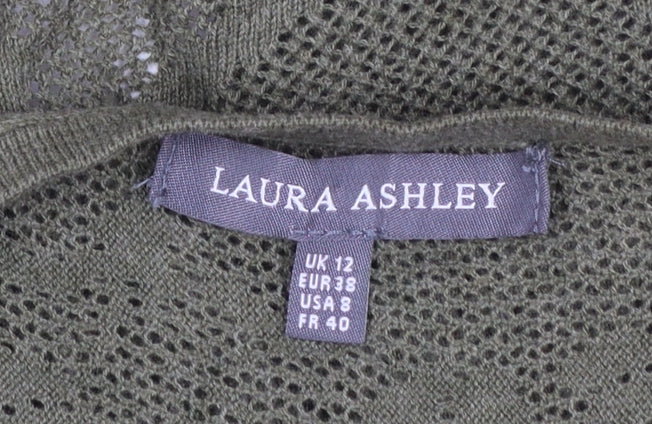 Laura Ashley Women's Green Open Knit Cotton Cardigan UK 12