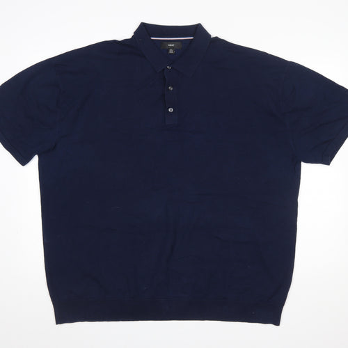 Next Men's Navy Blue Cotton Blend Short Sleeve Polo XXL