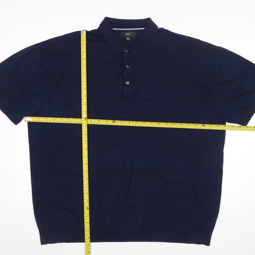 Next Men's Navy Blue Cotton Blend Short Sleeve Polo XXL