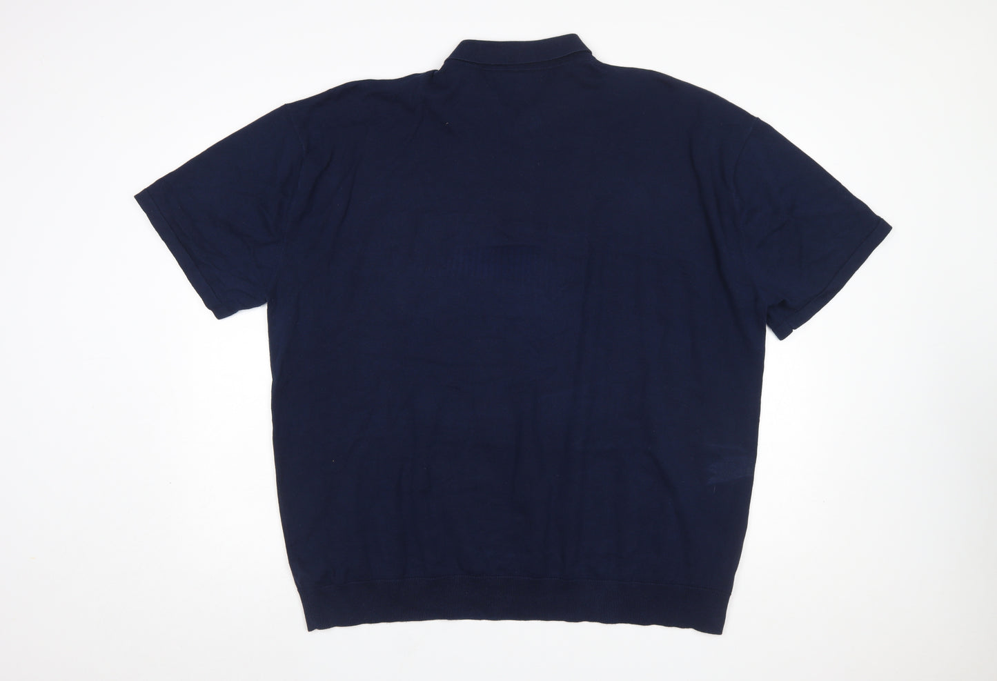 Next Men's Navy Blue Cotton Blend Short Sleeve Polo XXL