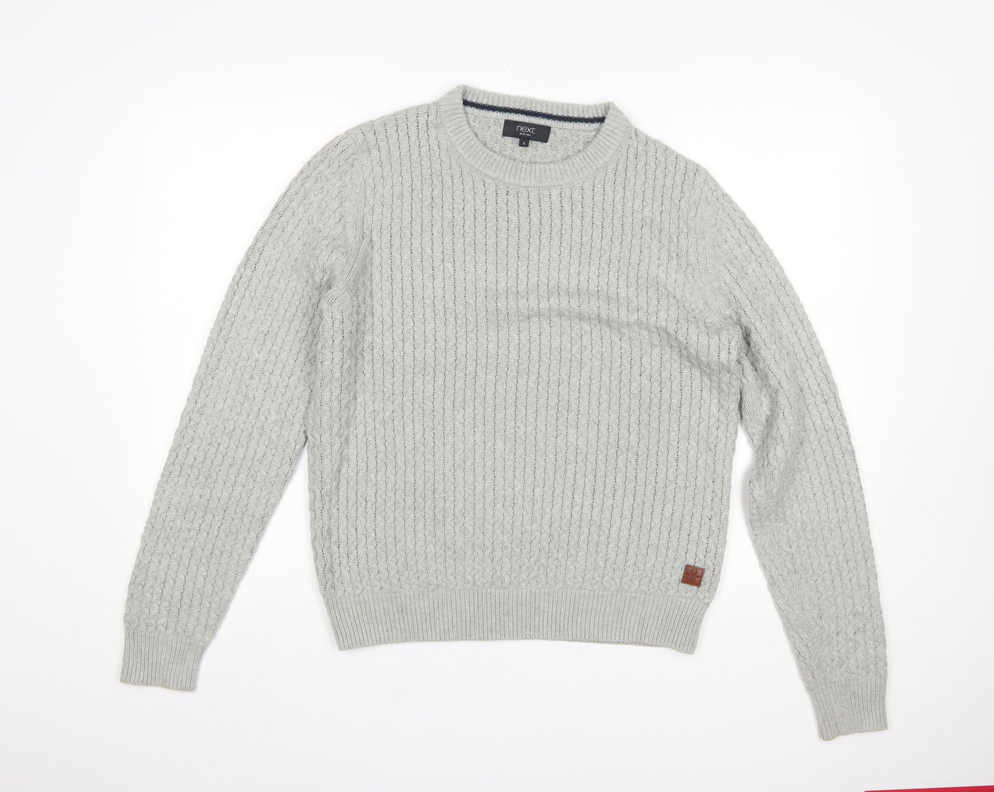 Next Men’s Grey Cable Knit Crew Neck Jumper Size S