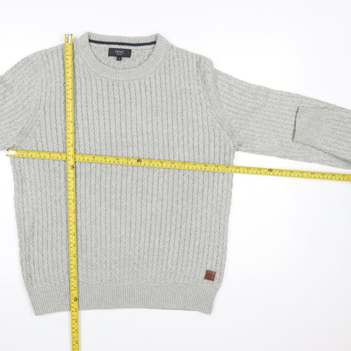 Next Men’s Grey Cable Knit Crew Neck Jumper Size S