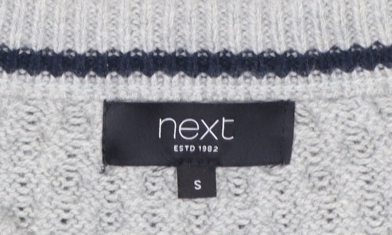 Next Men’s Grey Cable Knit Crew Neck Jumper Size S