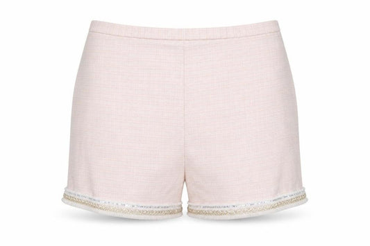 River Island Women Beige Chino Shorts Size 14 Embroidered Fringe
