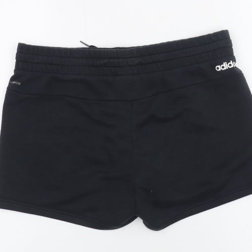 Adidas Women's Black Sweat Shorts M Drawstring Logo Cotton Blend