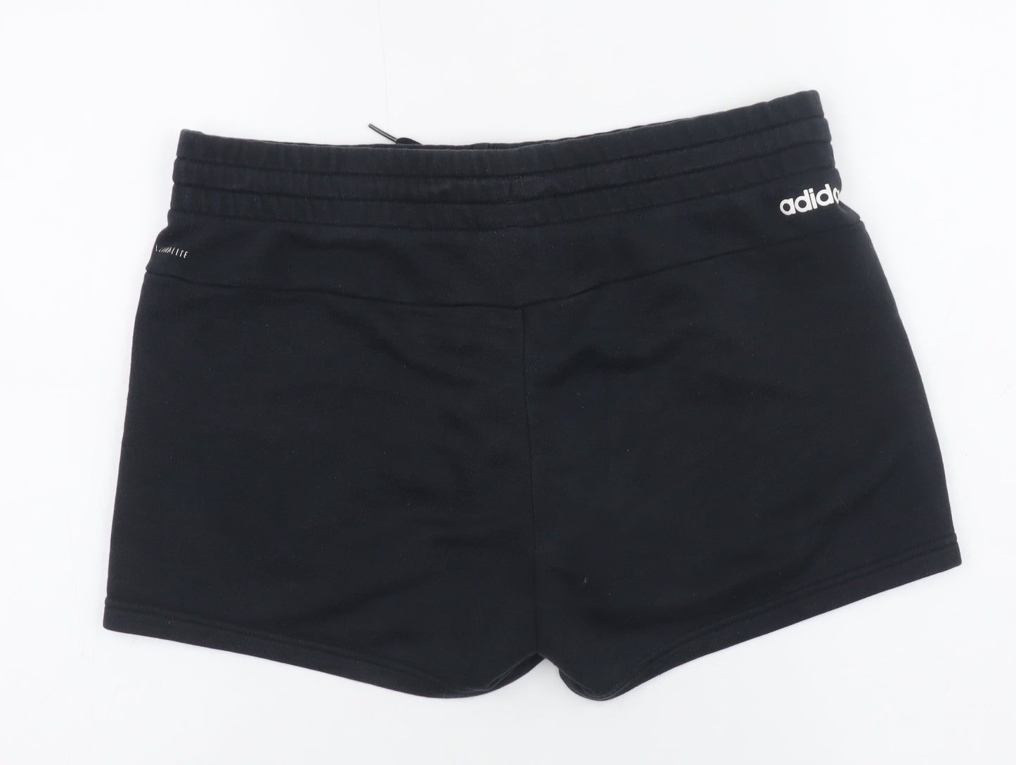 Adidas Women's Black Sweat Shorts M Drawstring Logo Cotton Blend