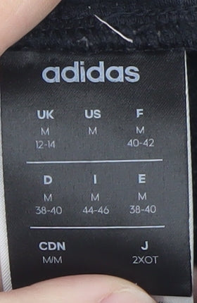 Adidas Women's Black Sweat Shorts M Drawstring Logo Cotton Blend