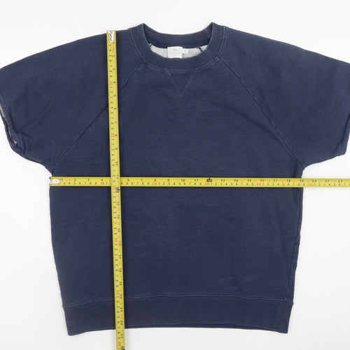 Sunspel Womens Navy Blue Cotton Short Sleeve Pullover Sweatshirt Size 12