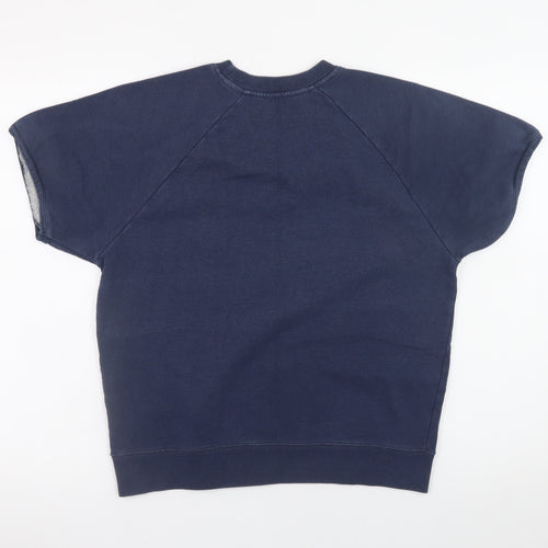Sunspel Womens Navy Blue Cotton Short Sleeve Pullover Sweatshirt Size 12