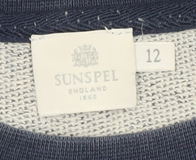 Sunspel Womens Navy Blue Cotton Short Sleeve Pullover Sweatshirt Size 12