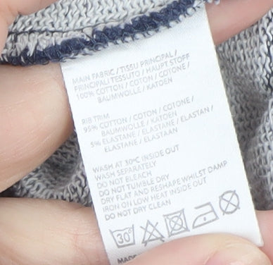 Sunspel Womens Navy Blue Cotton Short Sleeve Pullover Sweatshirt Size 12