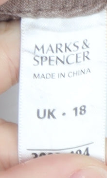 Marks and Spencer Women Beige Linen Blend Bermuda Shorts UK 18