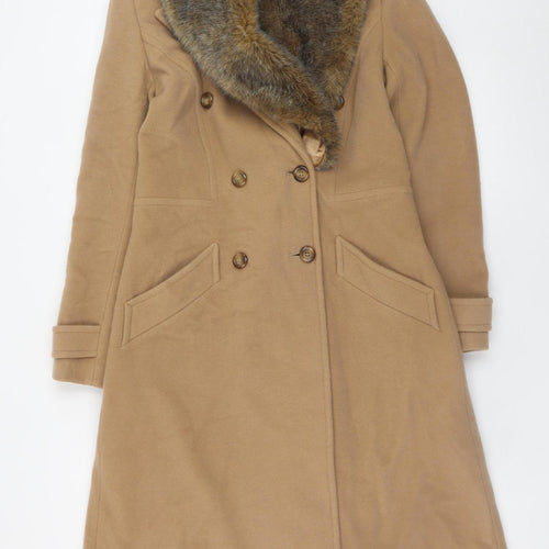 Precis Petite Women's Beige Wool Cashmere Long Coat UK 8