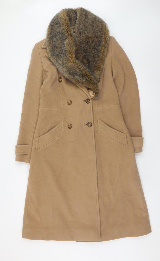 Precis Petite Women's Beige Wool Cashmere Long Coat UK 8