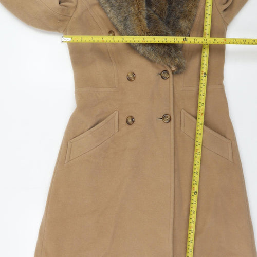Precis Petite Women's Beige Wool Cashmere Long Coat UK 8