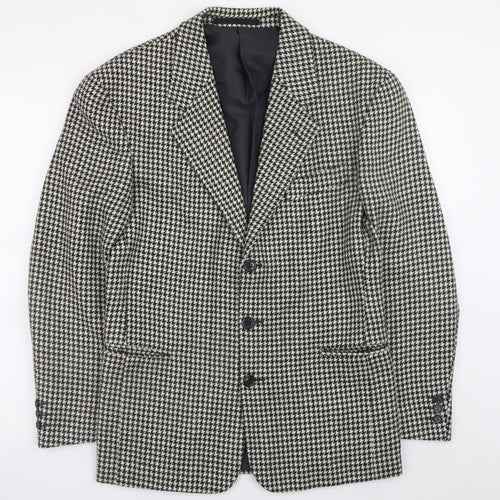 Burton Men's Black Houndstooth Wool Blazer Jacket 36R