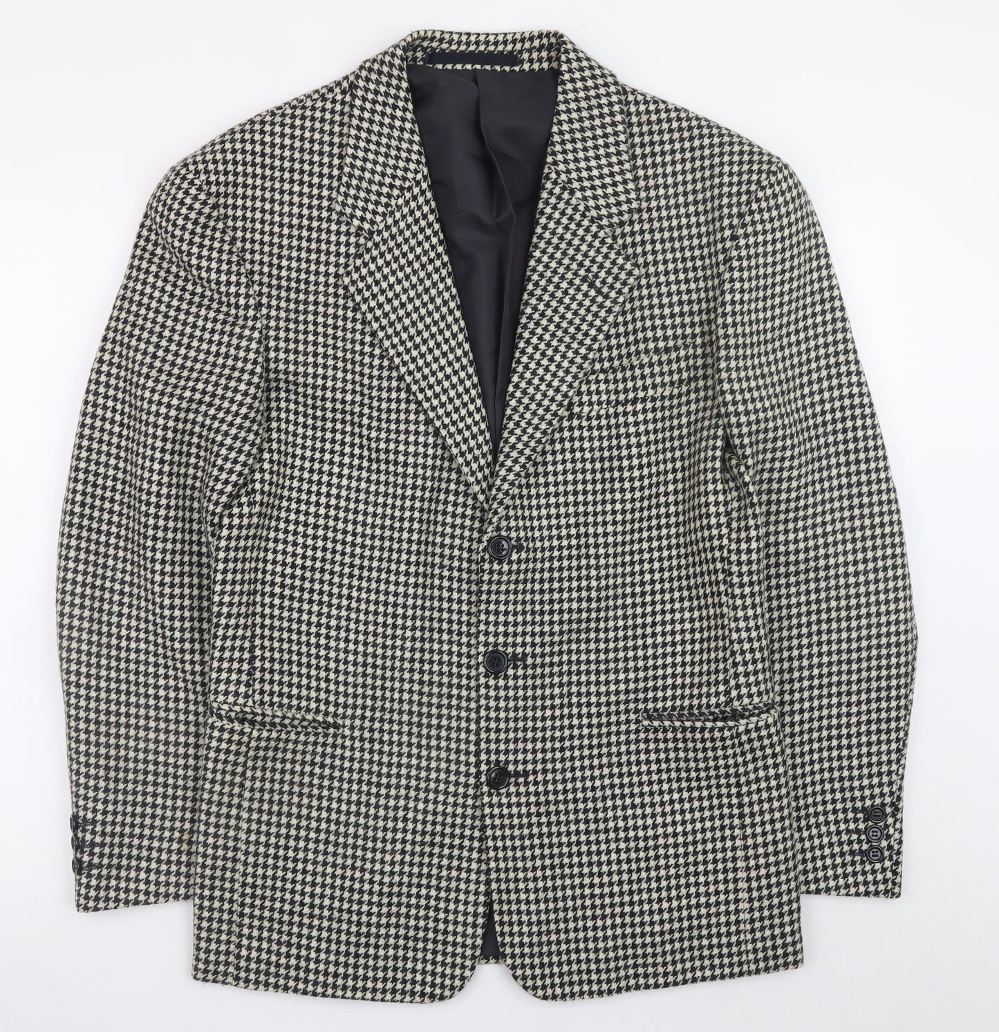 Burton Men's Black Houndstooth Wool Blazer Jacket 36R