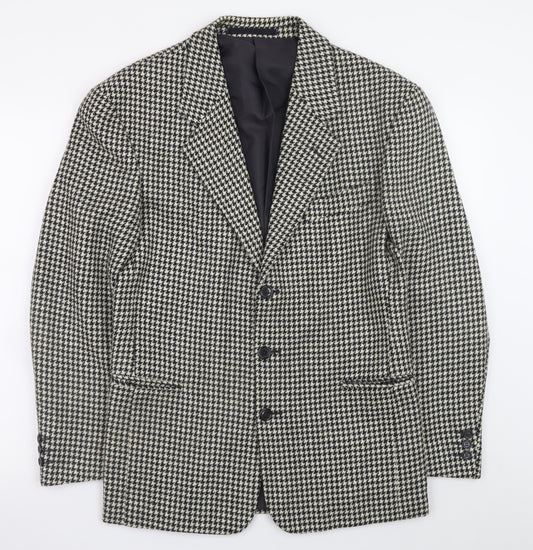 Burton Men's Black Houndstooth Wool Blazer Jacket 36R