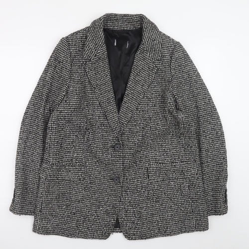 Marks and Spencer Women's Black Herringbone Blazer Jacket Size 14