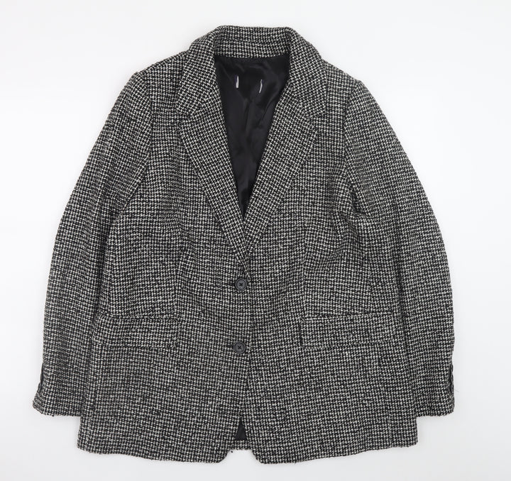 Marks and Spencer Women's Black Herringbone Blazer Jacket Size 14
