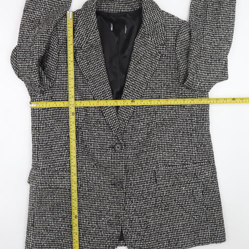 Marks and Spencer Women's Black Herringbone Blazer Jacket Size 14
