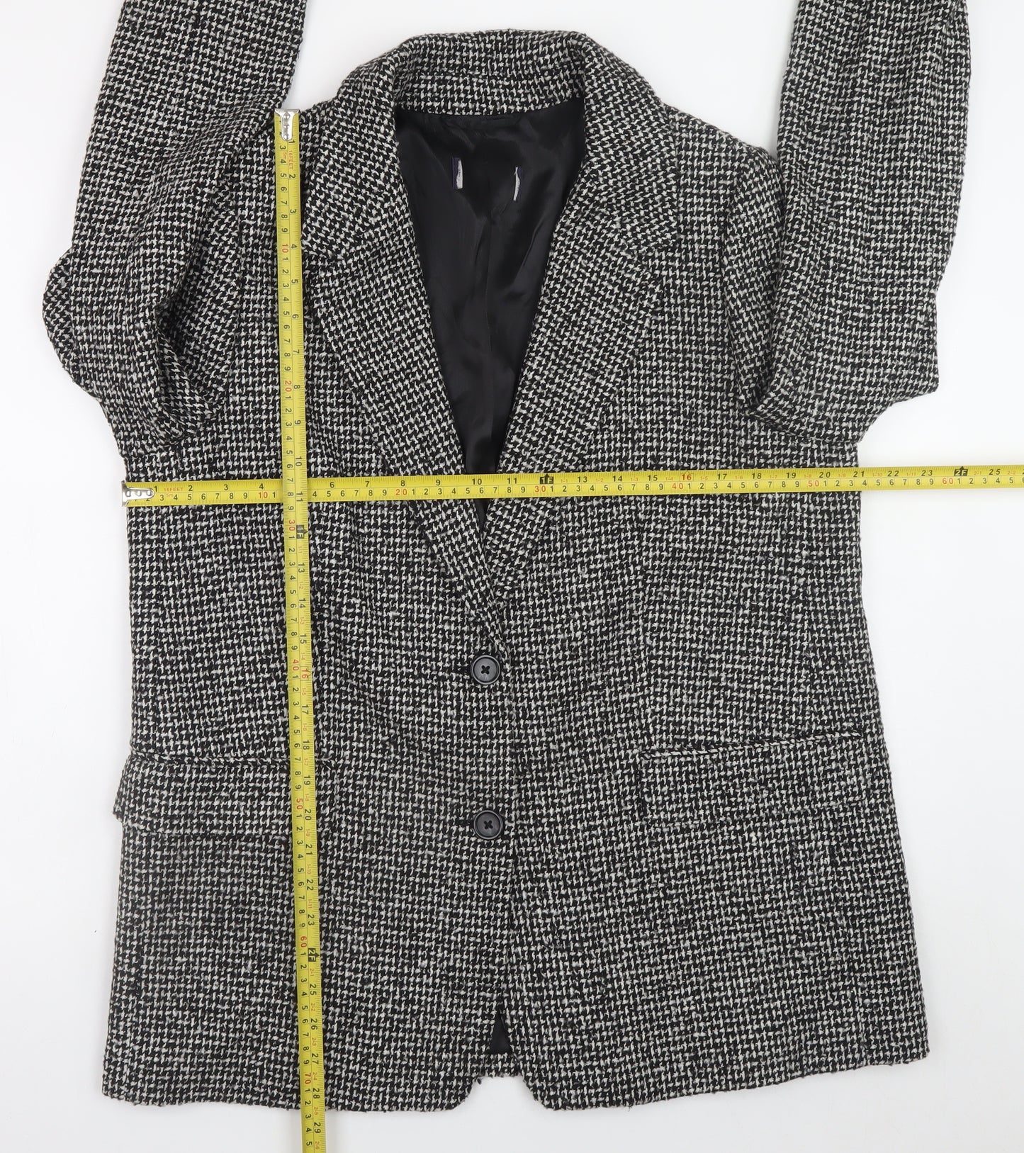 Marks and Spencer Women's Black Herringbone Blazer Jacket Size 14