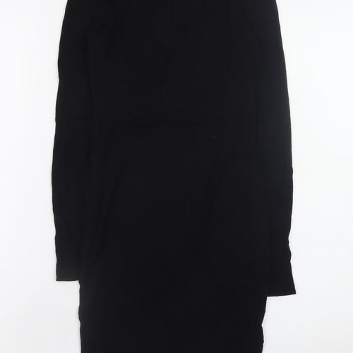 ASOS Womens Black Bodycon Lace-Up Knit Dress Size 10 Long Sleeve
