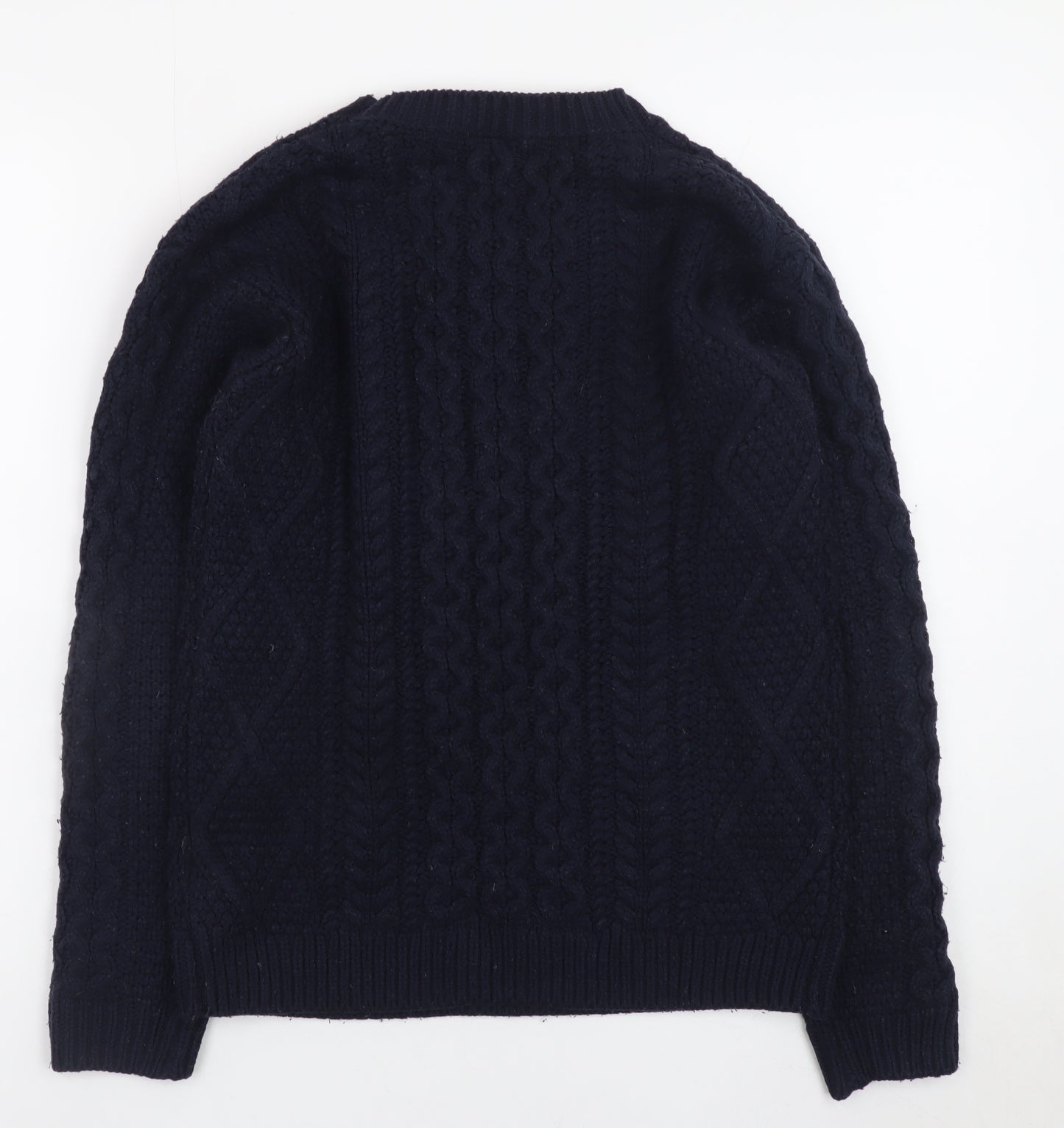 Warehouse Women's Blue Cable-Knit Jumper Size 8