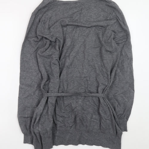 BHS Women Grey V-Neck Long Sleeve Belted Jumper Size 20