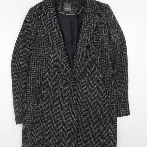 Primark Women's Black Tweed Coat Size 8 Classic Longline