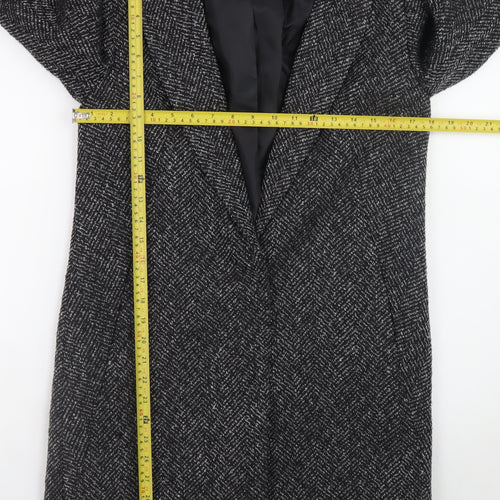 Primark Women's Black Tweed Coat Size 8 Classic Longline