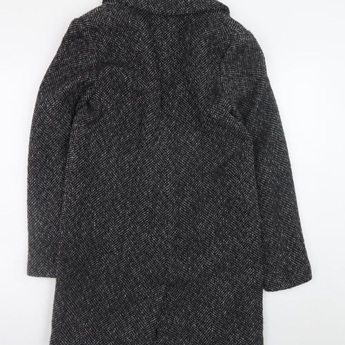 Primark Women's Black Tweed Coat Size 8 Classic Longline