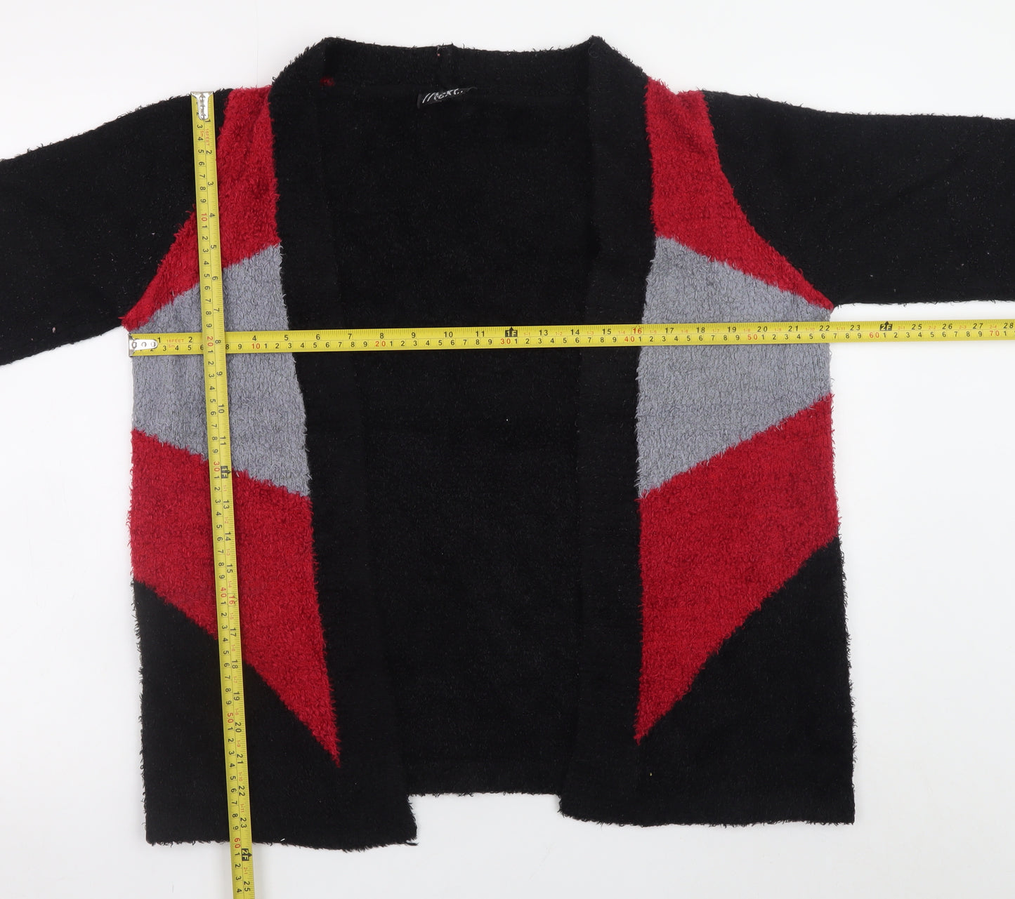 Next Womens Black Red Grey Geometric Cardigan Small Knitwear