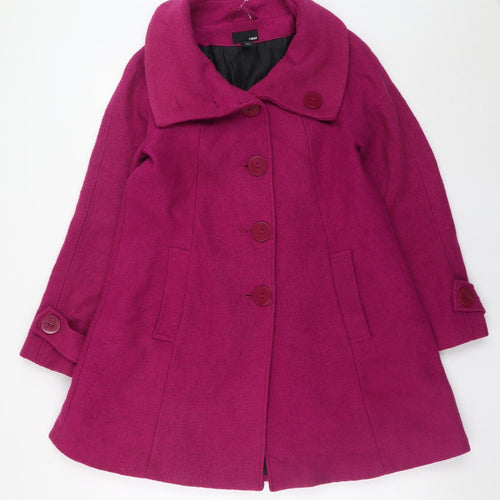 H&M Women's Pink Wool Blend Mid-Length Overcoat Size 6