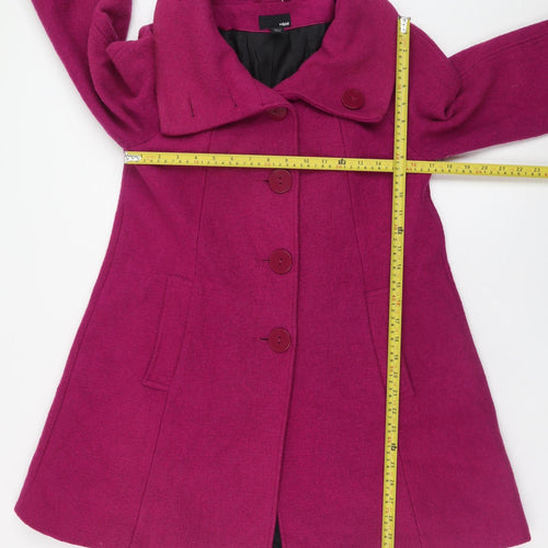 H&M Women's Pink Wool Blend Mid-Length Overcoat Size 6