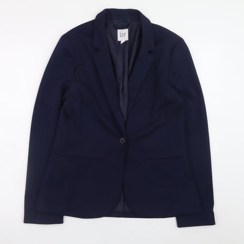 GAP Women's Navy Blue Blazer Jacket Size 10 Slim Fit Single-Breasted