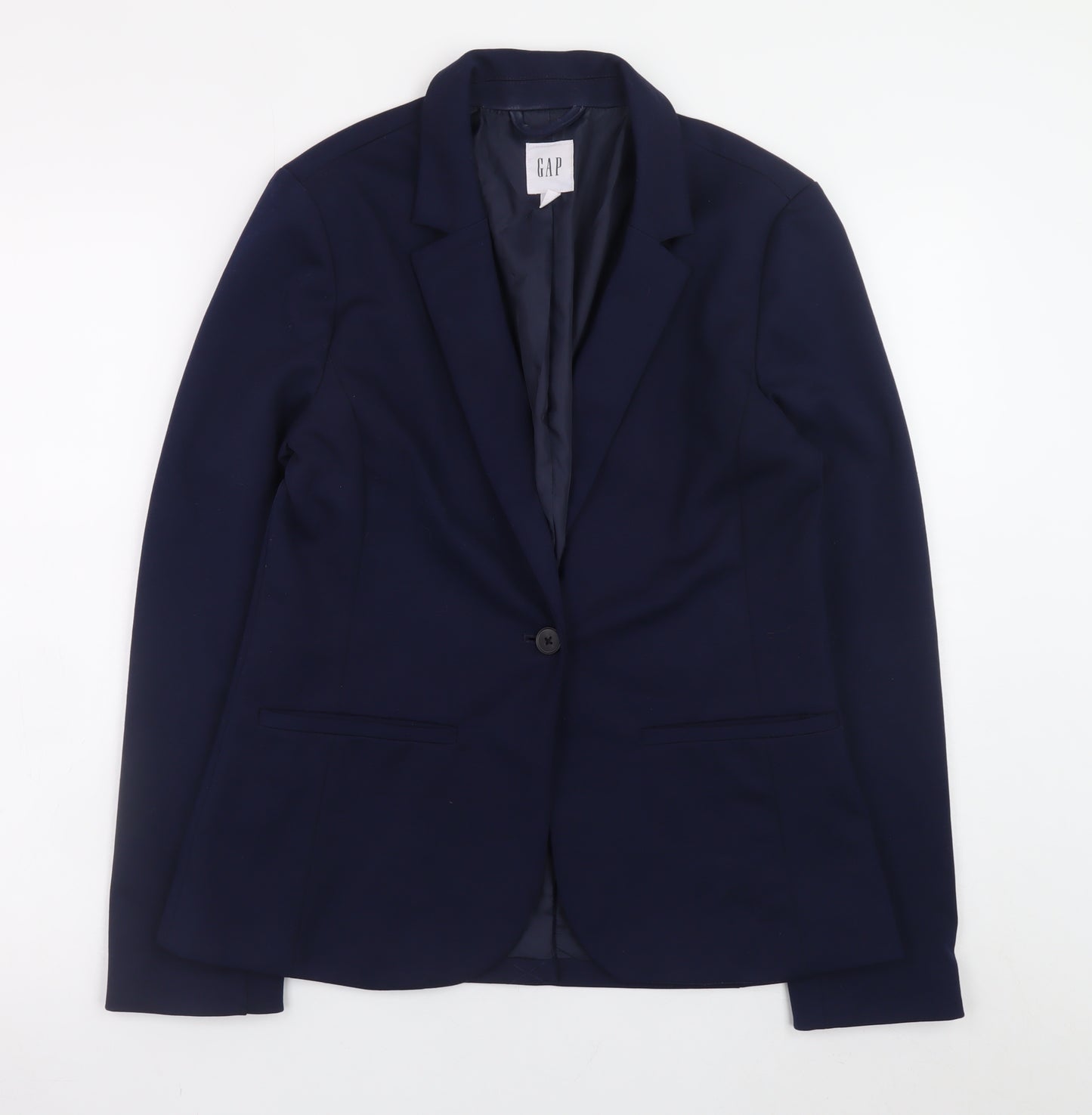 GAP Women's Navy Blue Blazer Jacket Size 10 Slim Fit Single-Breasted