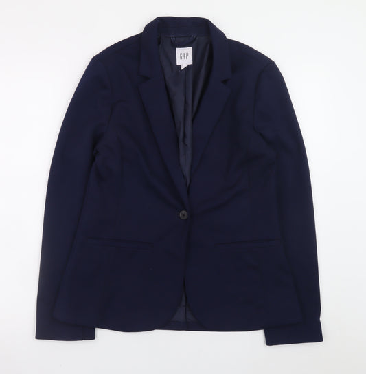 GAP Women's Navy Blue Blazer Jacket Size 10 Slim Fit Single-Breasted