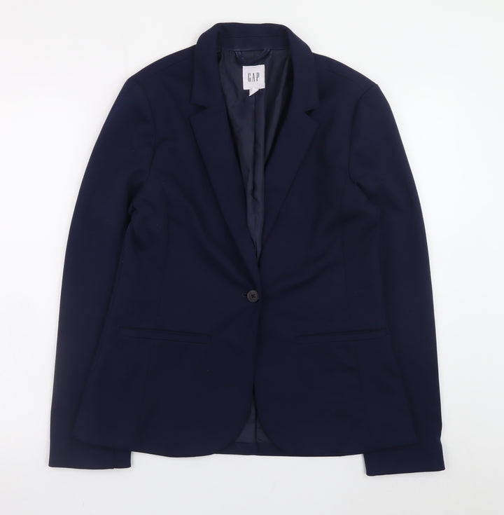GAP Women's Navy Blue Blazer Jacket Size 10 Slim Fit Single-Breasted
