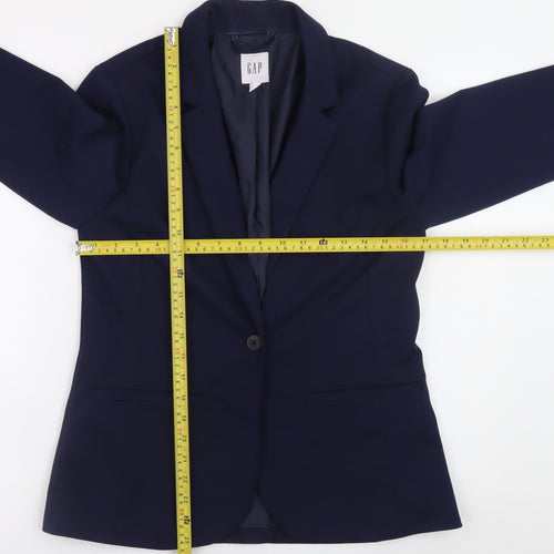 GAP Women's Navy Blue Blazer Jacket Size 10 Slim Fit Single-Breasted