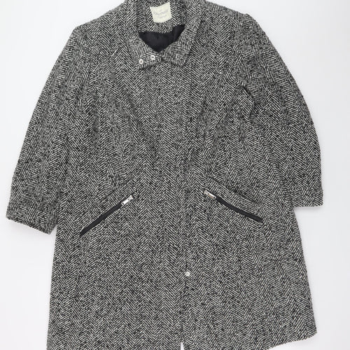 George Women’s Grey Herringbone Long Coat Size 18 Lined Tweed Overcoat