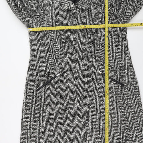 George Women’s Grey Herringbone Long Coat Size 18 Lined Tweed Overcoat