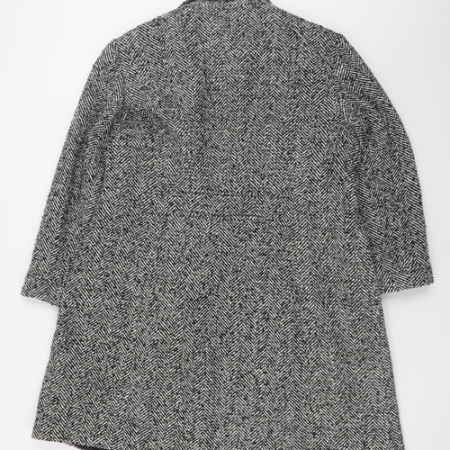 George Women’s Grey Herringbone Long Coat Size 18 Lined Tweed Overcoat