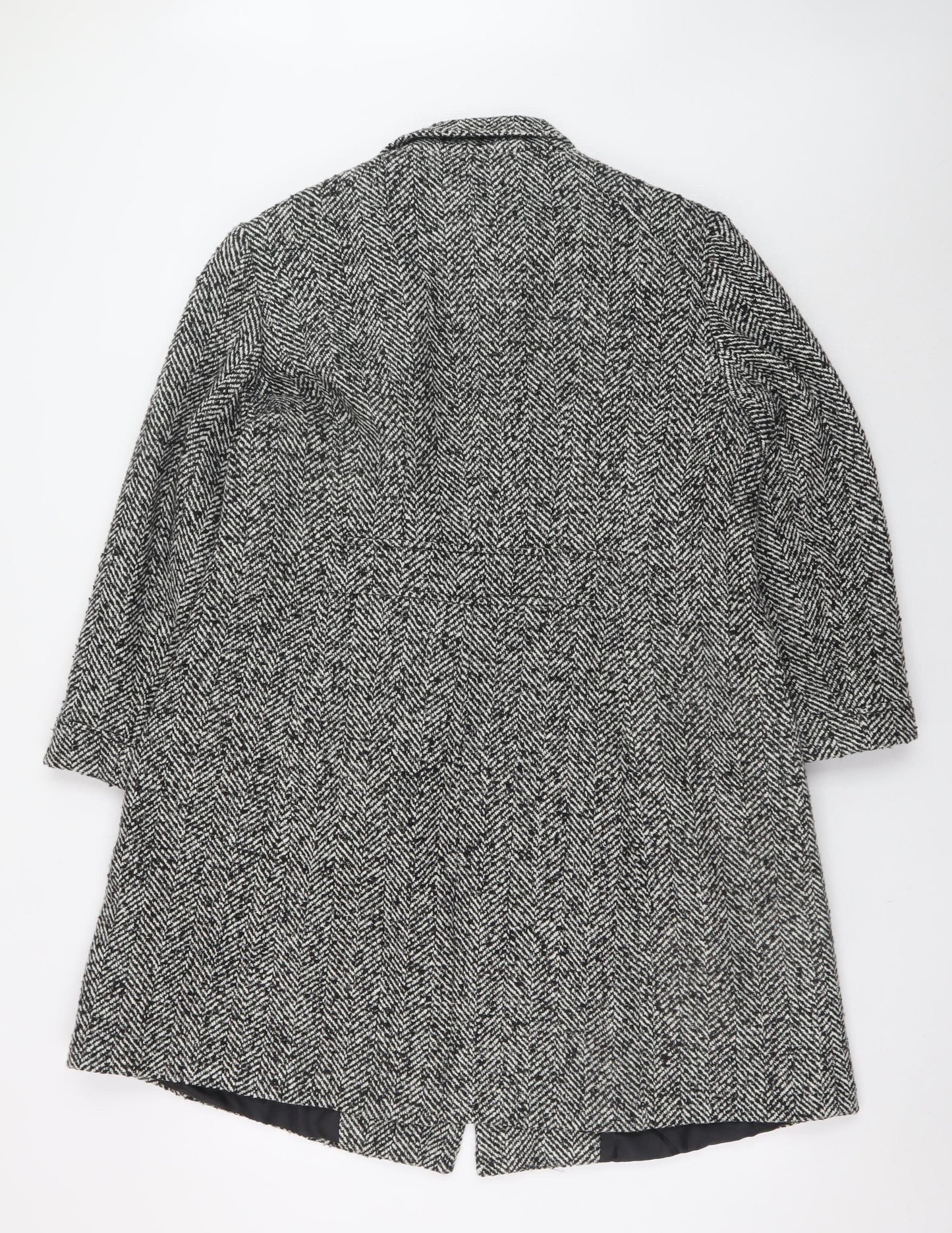 George Women’s Grey Herringbone Long Coat Size 18 Lined Tweed Overcoat
