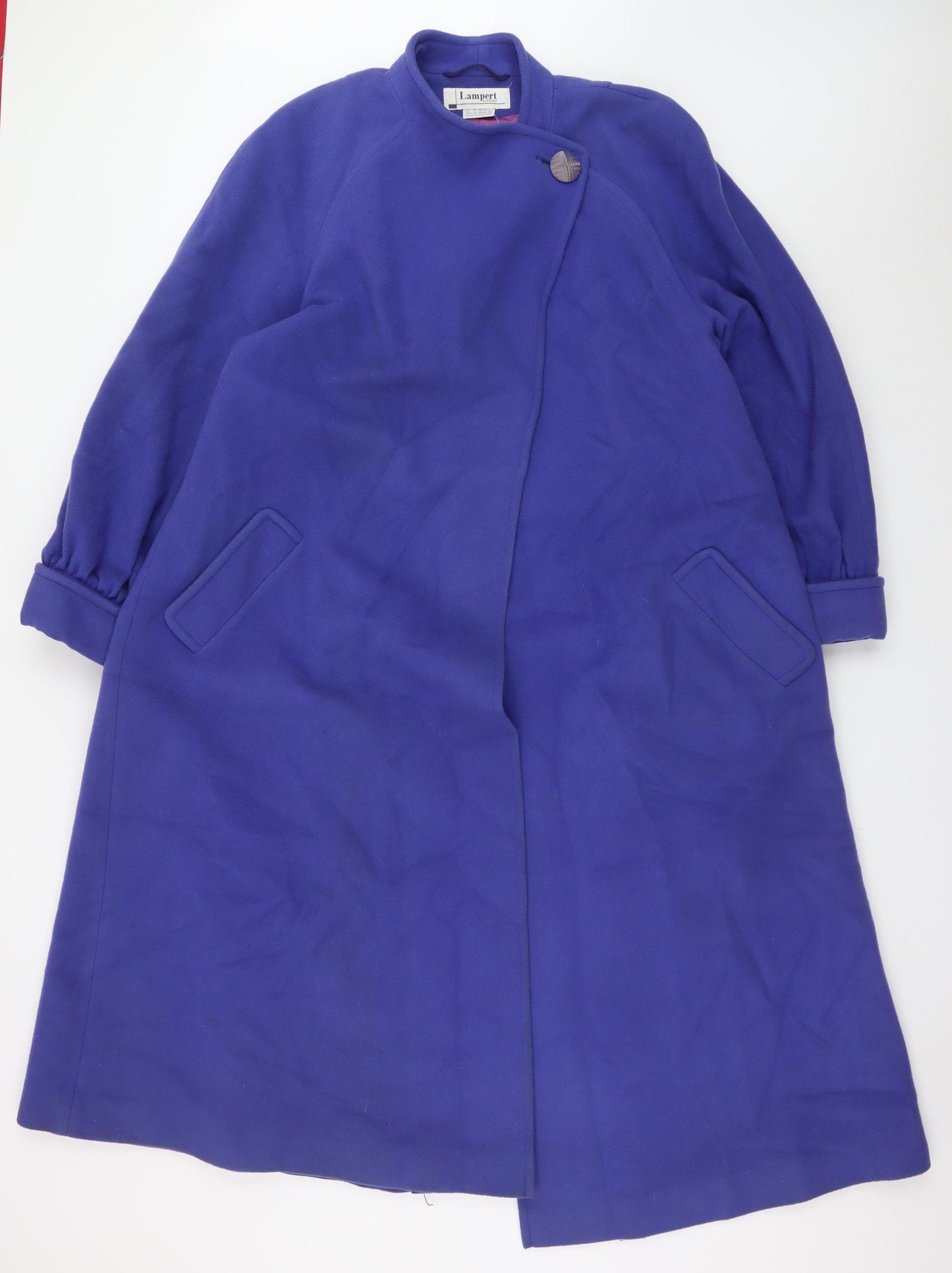 Lampert London Women's Blue Wool Long Overcoat Size 12