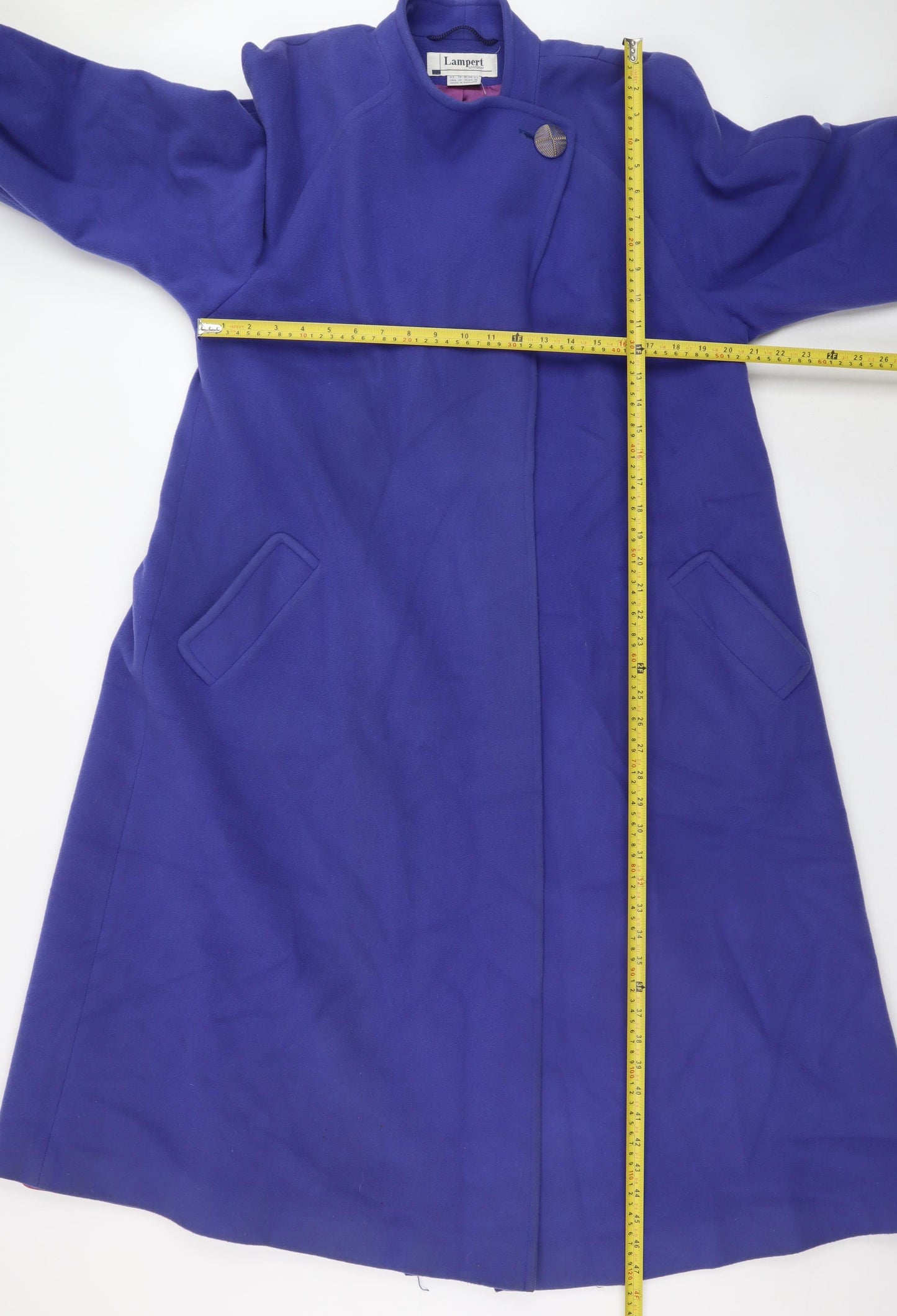 Lampert London Women's Blue Wool Long Overcoat Size 12