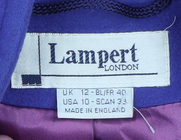 Lampert London Women's Blue Wool Long Overcoat Size 12