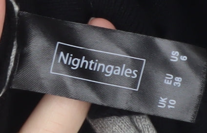 Nightingales Womens Black & Grey Cowl Neck Geometric Jumper Size 10