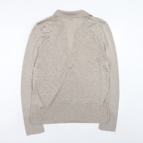 Primark Women Beige Collared Henley Jumper XL Lightweight Knit