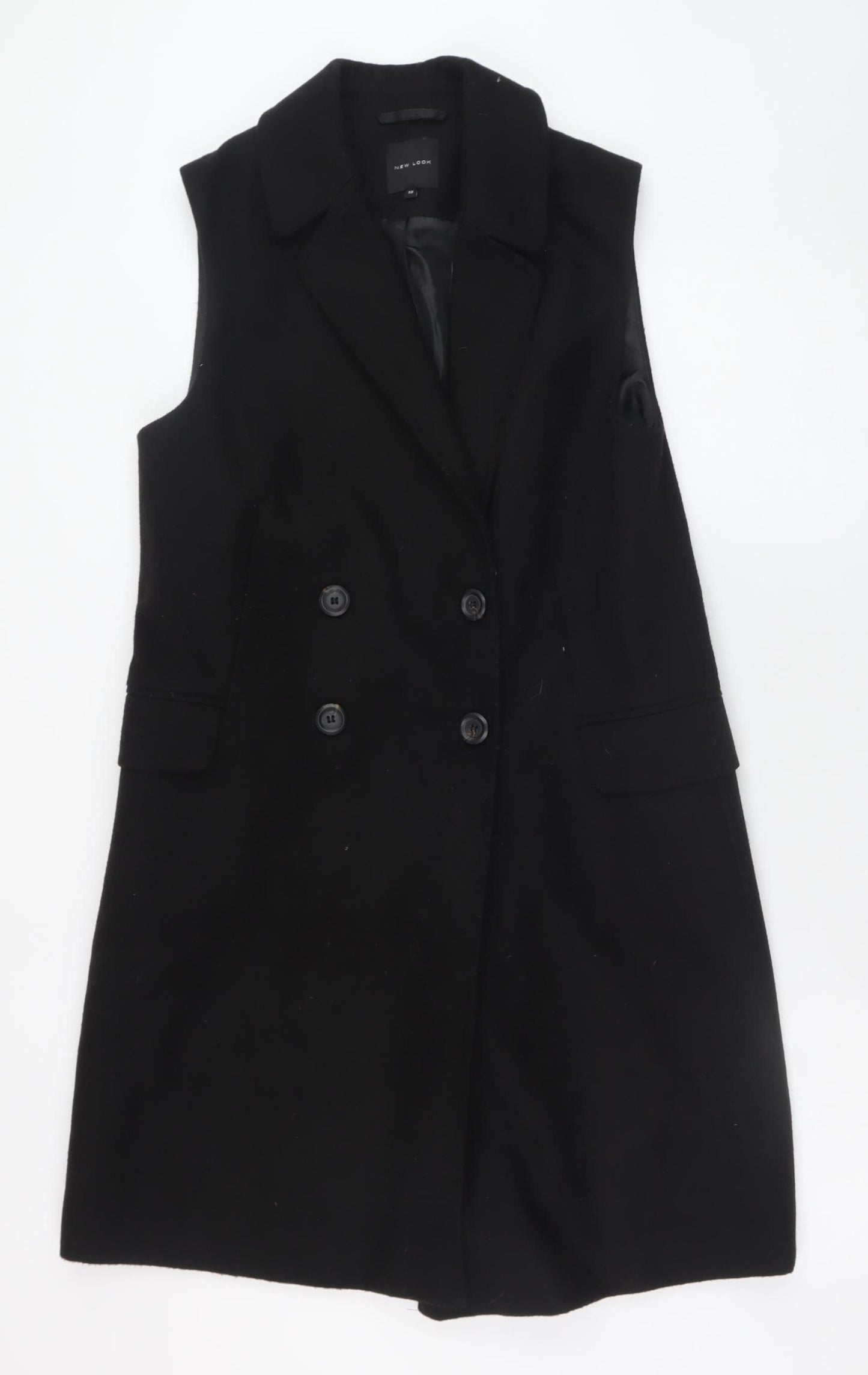 New Look Women’s Black Sleeveless Mid-Length Waistcoat Size 12